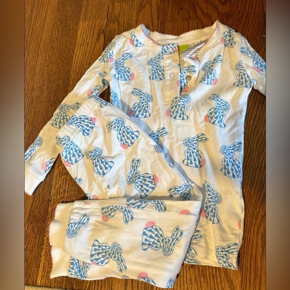Classic Whimsy Other - Girls White Pajama Set with Blue Bunny Print